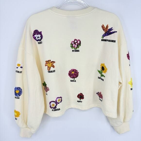 QUEEN OF SPARKLES Floral Embellished Cream Sweater - Picture 15 of 16